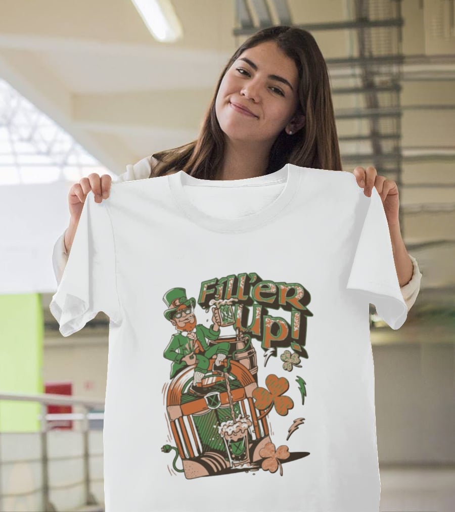 Fill'er Up St. Patrick's Day Leprechaun Beer And Jukebox Celebration T-Shirt