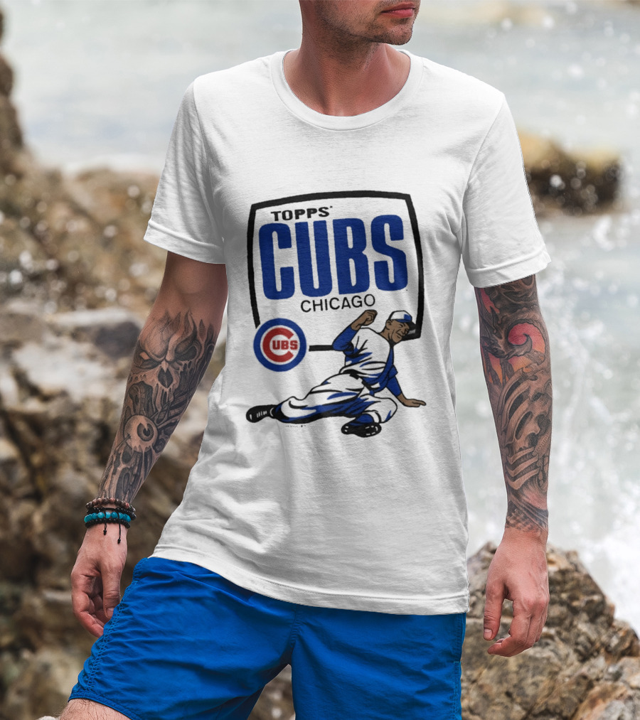 Topps CUBS Chicago Vintage Baseball Player MLB Collab T-Shirt