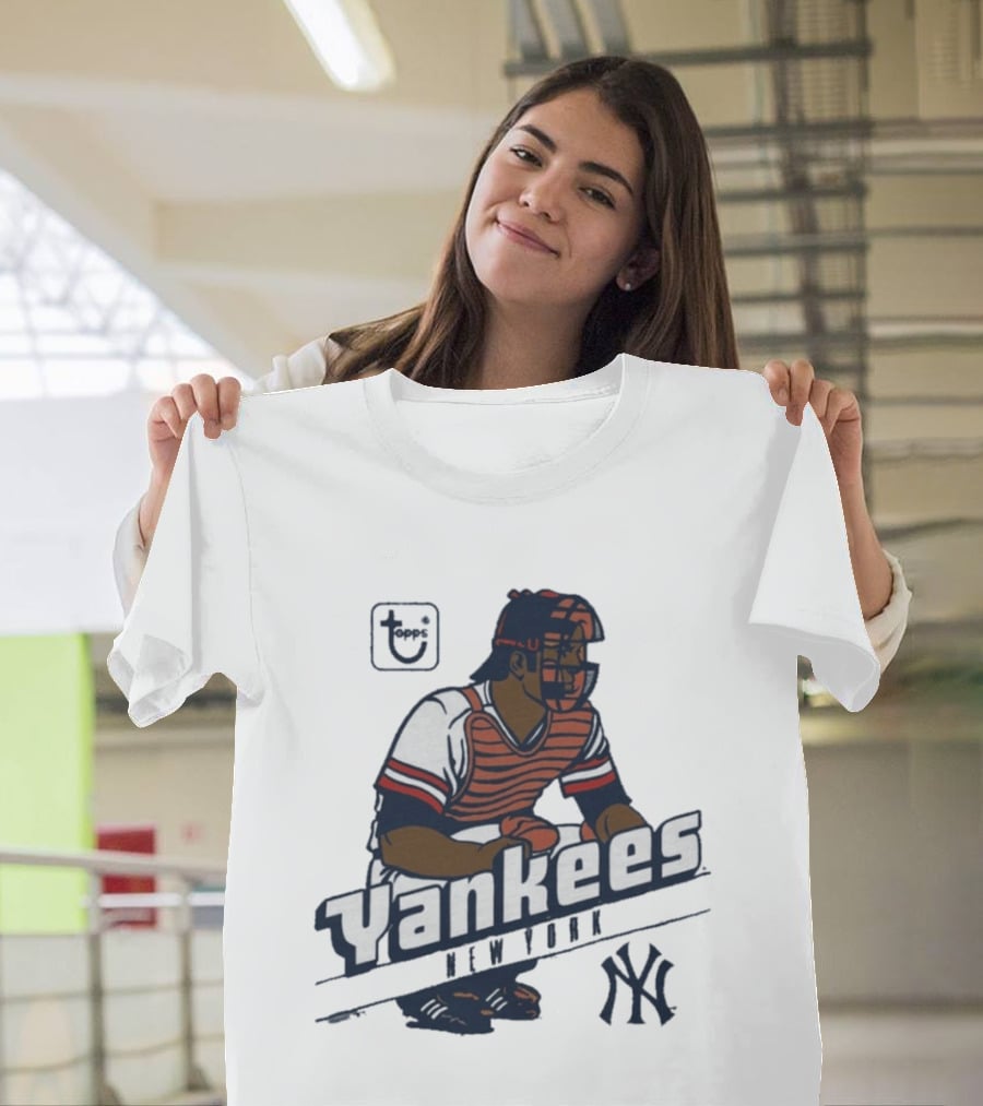 MLB Topps New York Yankees Catcher Cartoon Yankees NY T-Shirt
