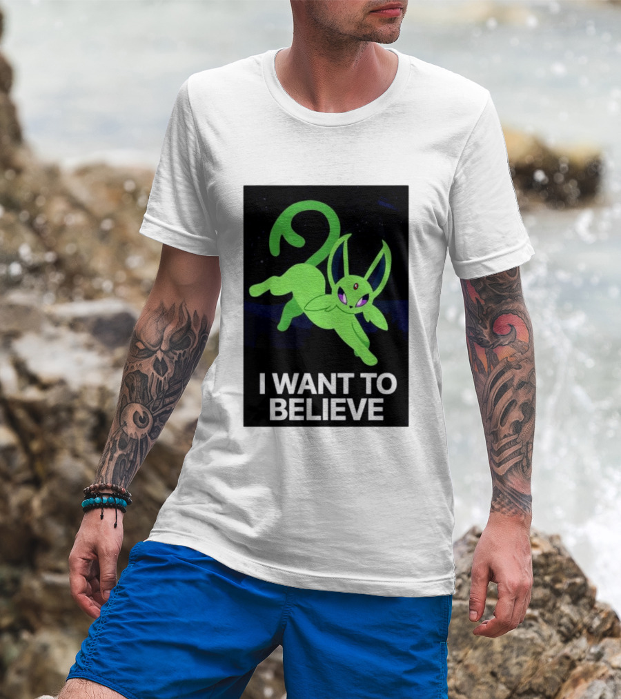 Shiny Espeon I Want To Believe Paranormal T-Shirt