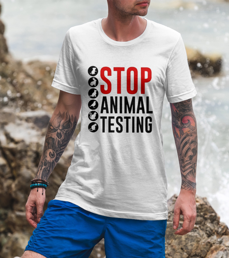 STOP Animal Testing Protest Message With Animal T-Shirt