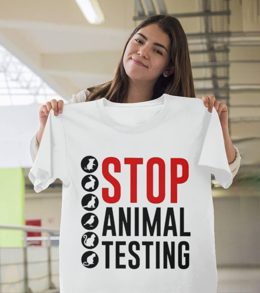 STOP Animal Testing Protest Message With Animal T-Shirt