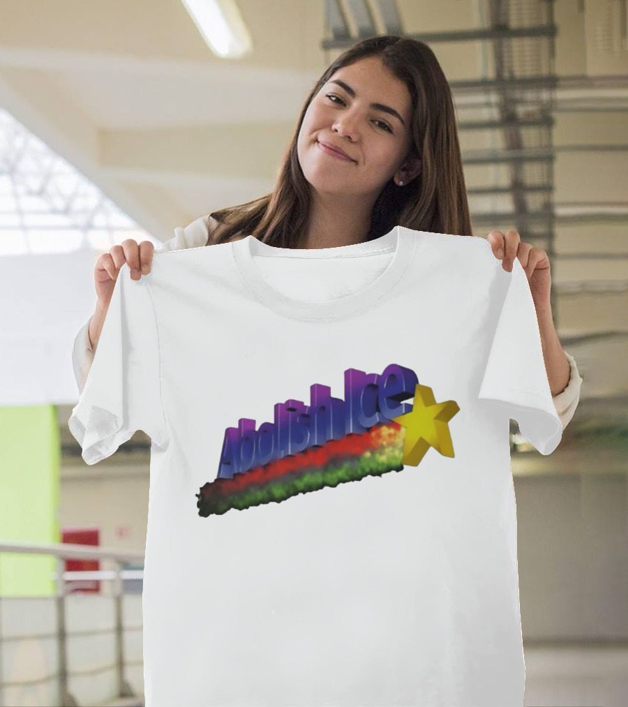 Abolish ICE Star Bold Text With Colorful Gradient And 3D Effect T-Shirt