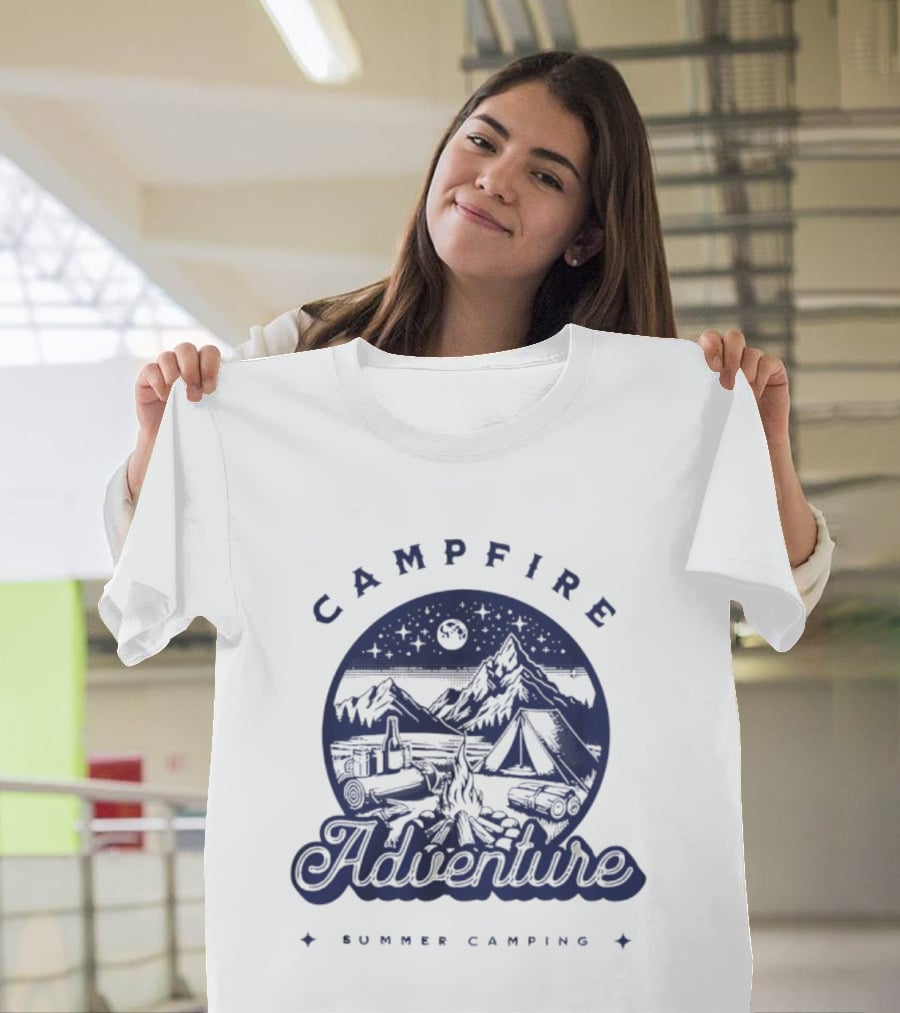 Campfire Adventure Mountains Summer Camping Experience T-Shirt