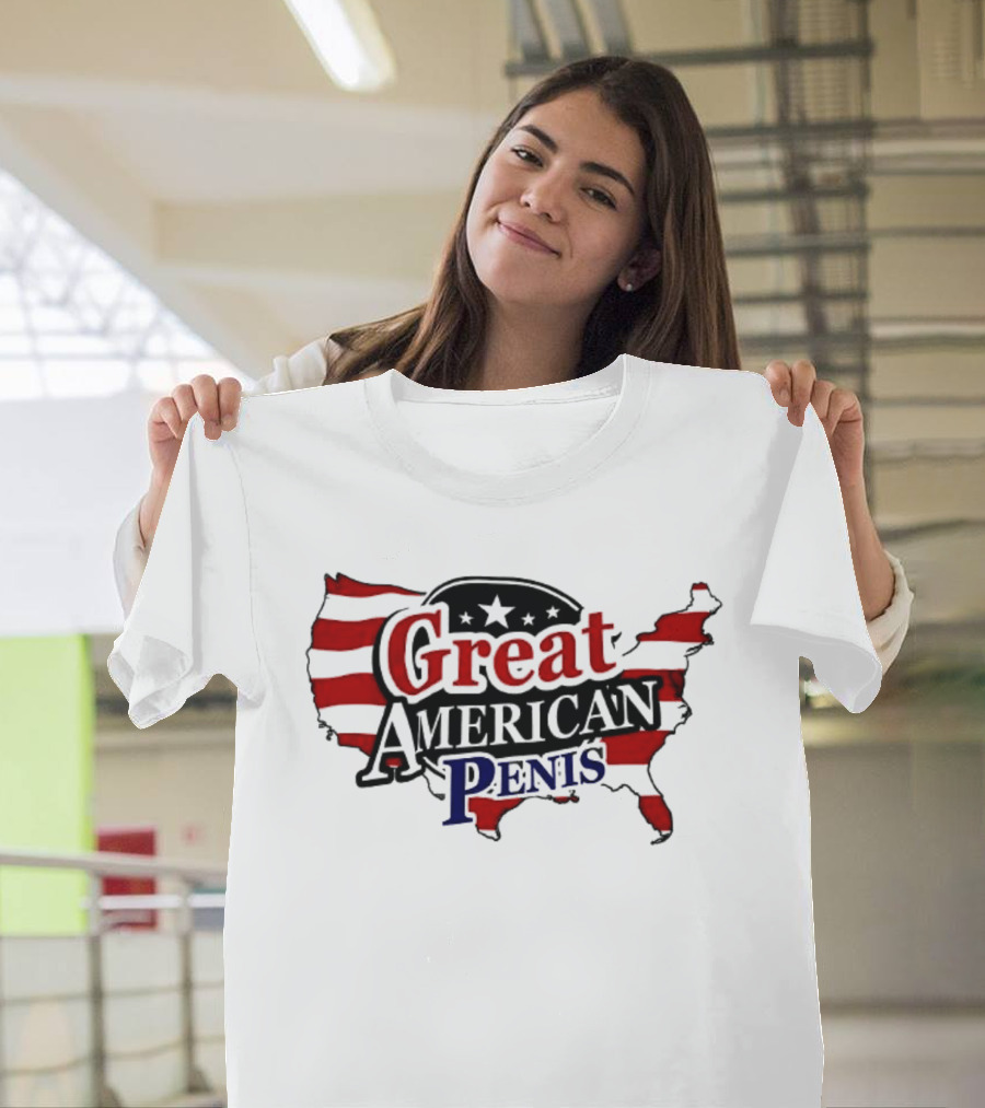 Great American Penis USA Map Flag Stars T-Shirt