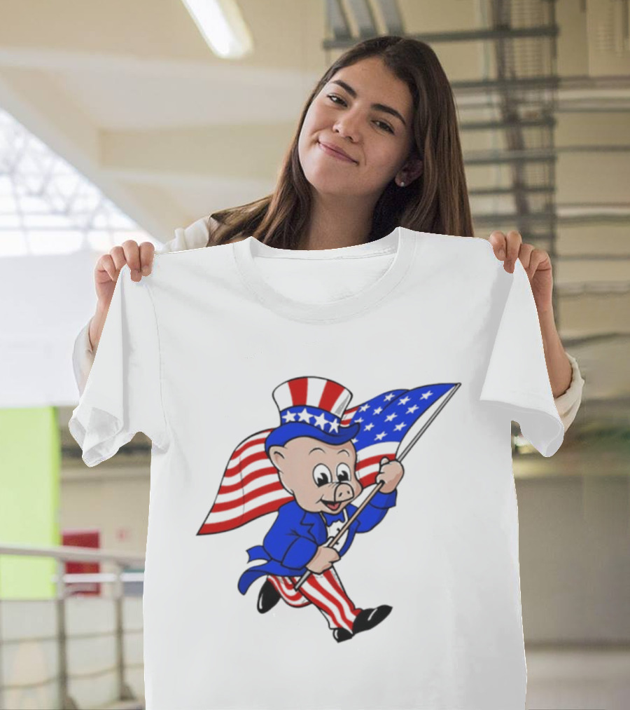 Piggly Wiggly Patriotic July 4th Celebration With American Flag And Uncle Sam Hat T-Shirt
