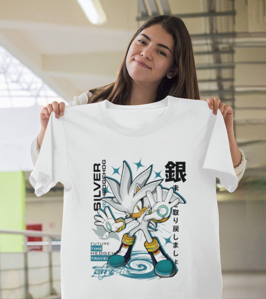 Silver Psychokinesis Future Hedgehog Japanese T-Shirt