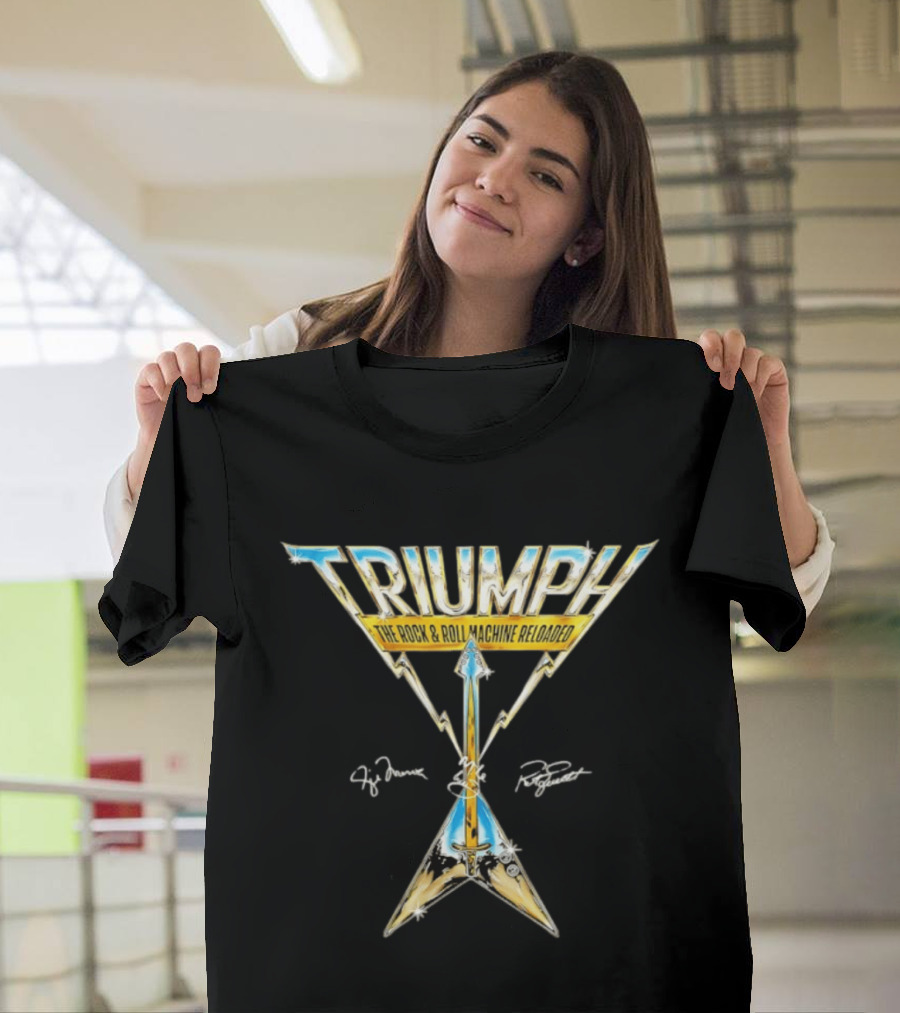 TRIUMPH The Rock & Roll Machine Reloaded Rik Emmett Mike Levine Gil Moore T-Shirt