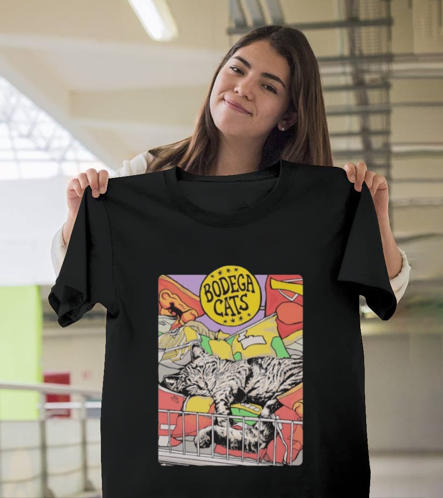 Bodega Cats Sleeping On Grocery Shelf T-Shirt