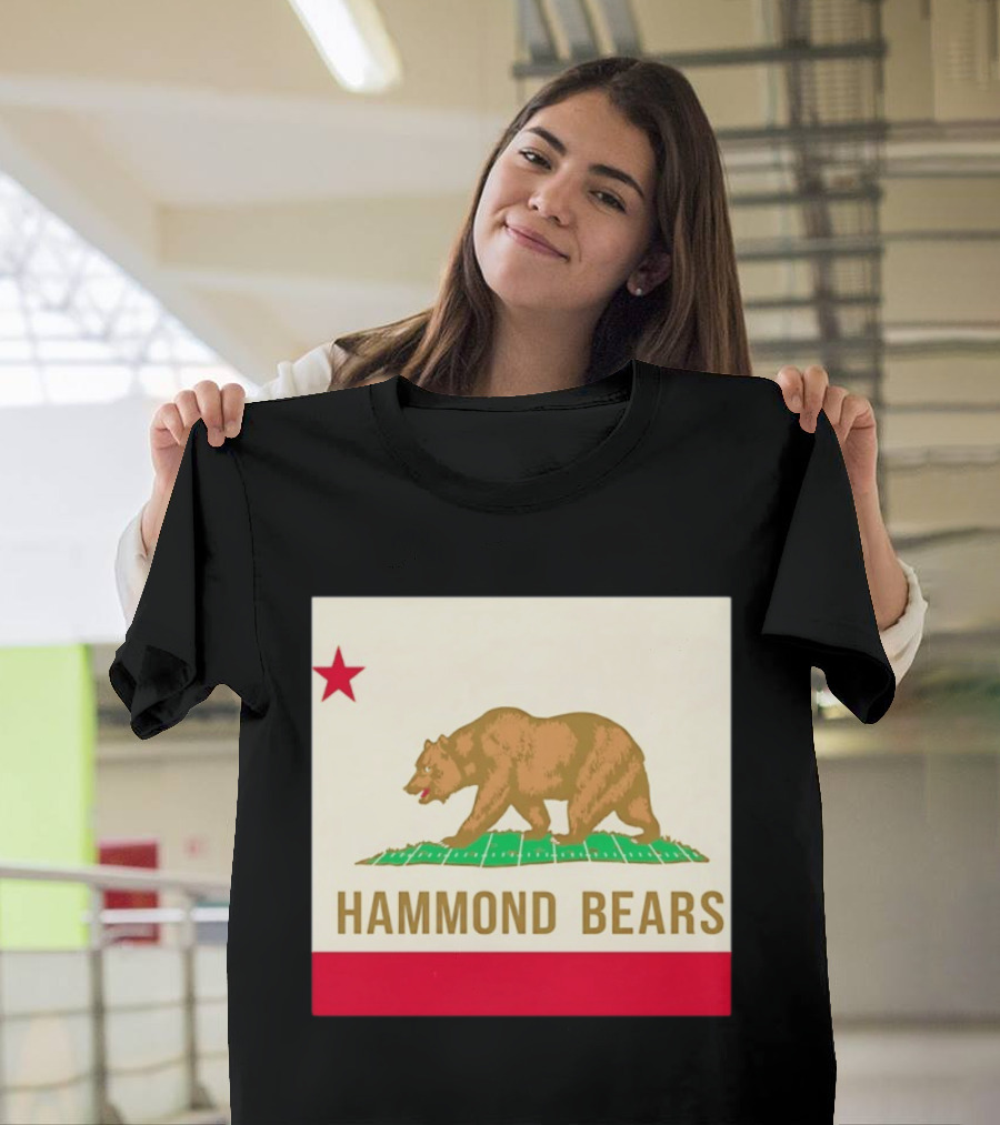 Hammond Bears California Flag Red Star Bear Image T-Shirt