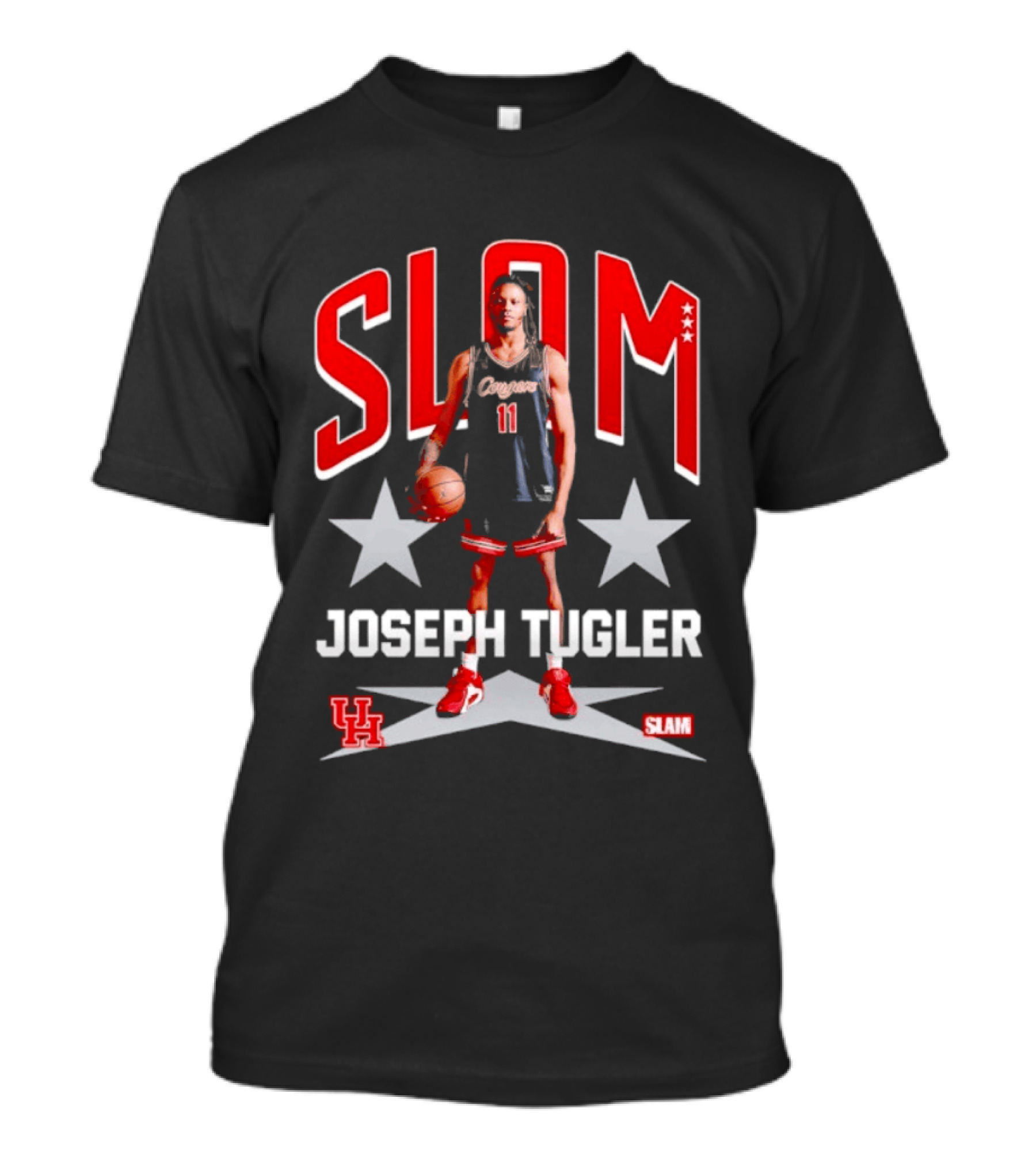 Slam Joseph Tugler Houston Cougars 11 Basketball Stars T-Shirt