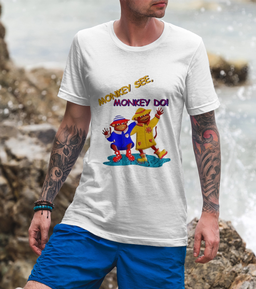 Monkey See Monkey Do Raincoat Monkeys Fun Kids Wear T-Shirt