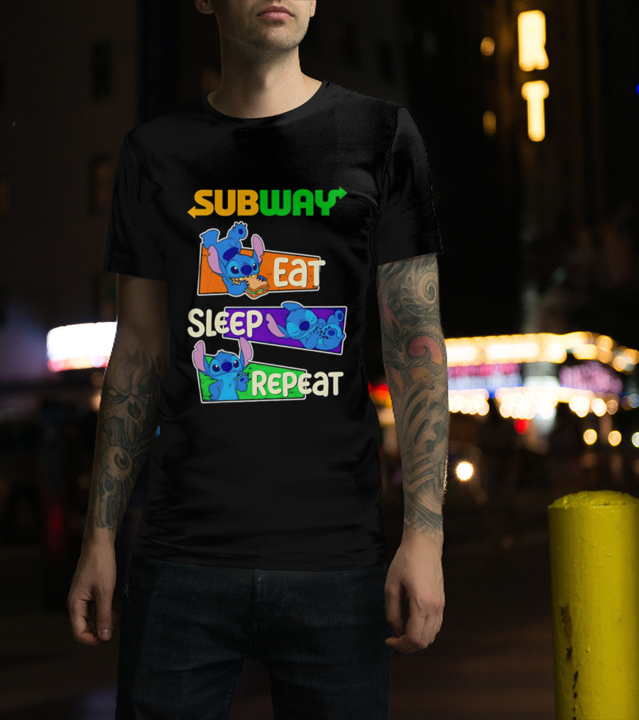 Subway X Stitch Eat Sleep Repeat T-Shirt
