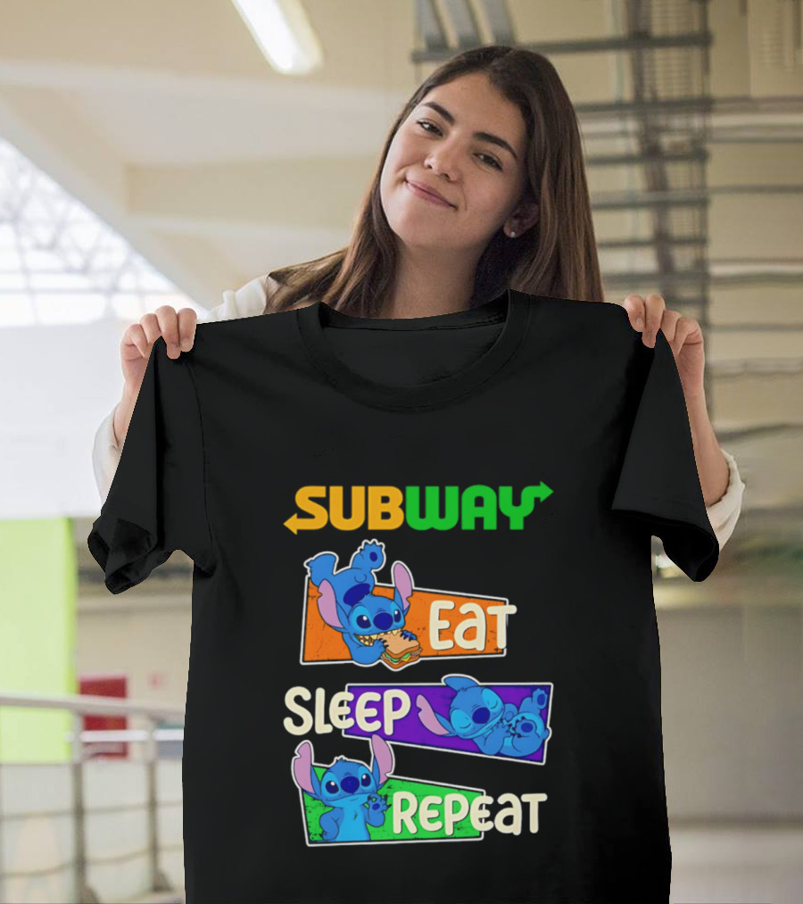 Subway X Stitch Eat Sleep Repeat T-Shirt