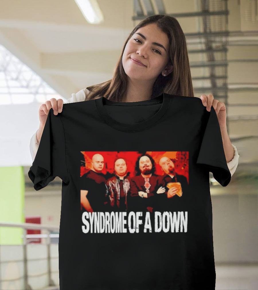 Syndrome Of A Down Band Spoof With Four Figures Eating Pizza T-Shirt
