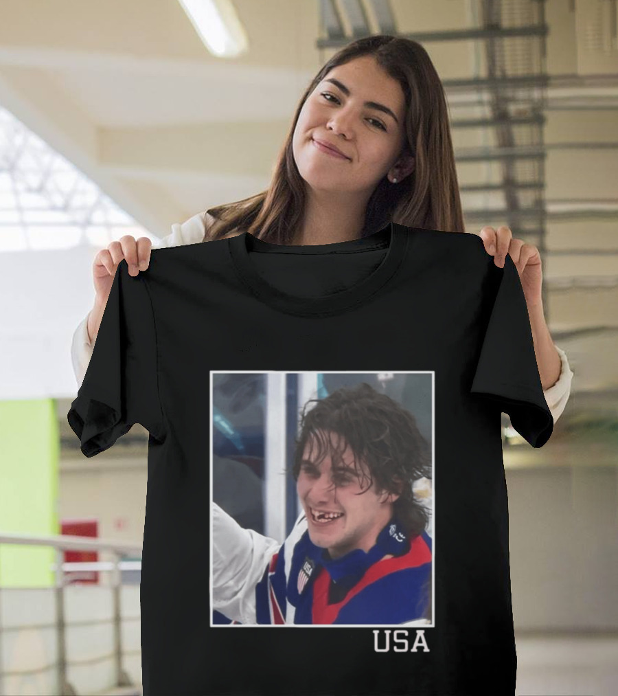 Jack Hughes USA Hockey Toothless Smile T-Shirt
