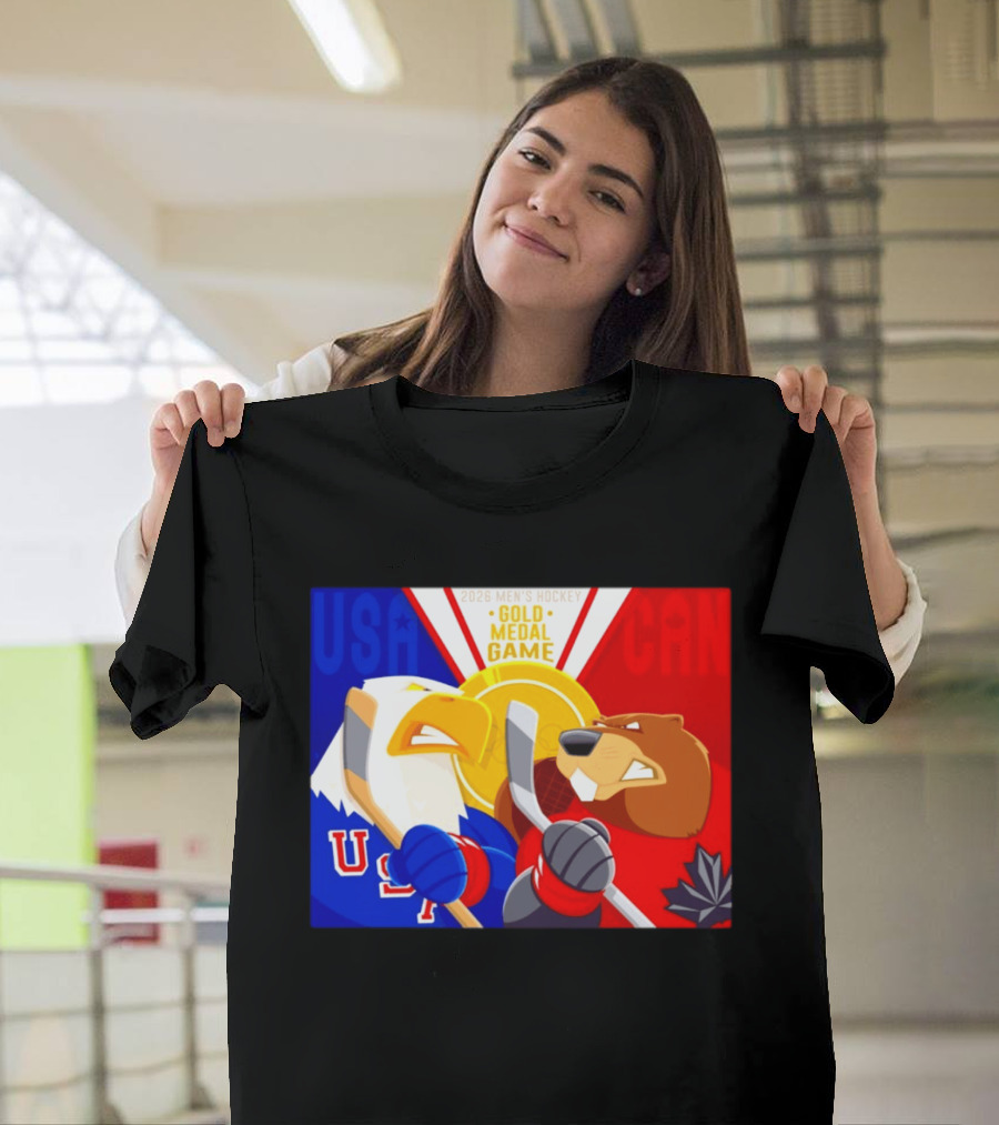 USA Vs Canada 2026 Men's Hockey Gold Medal Game Eagle Vs Beaver Showdown T-Shirt