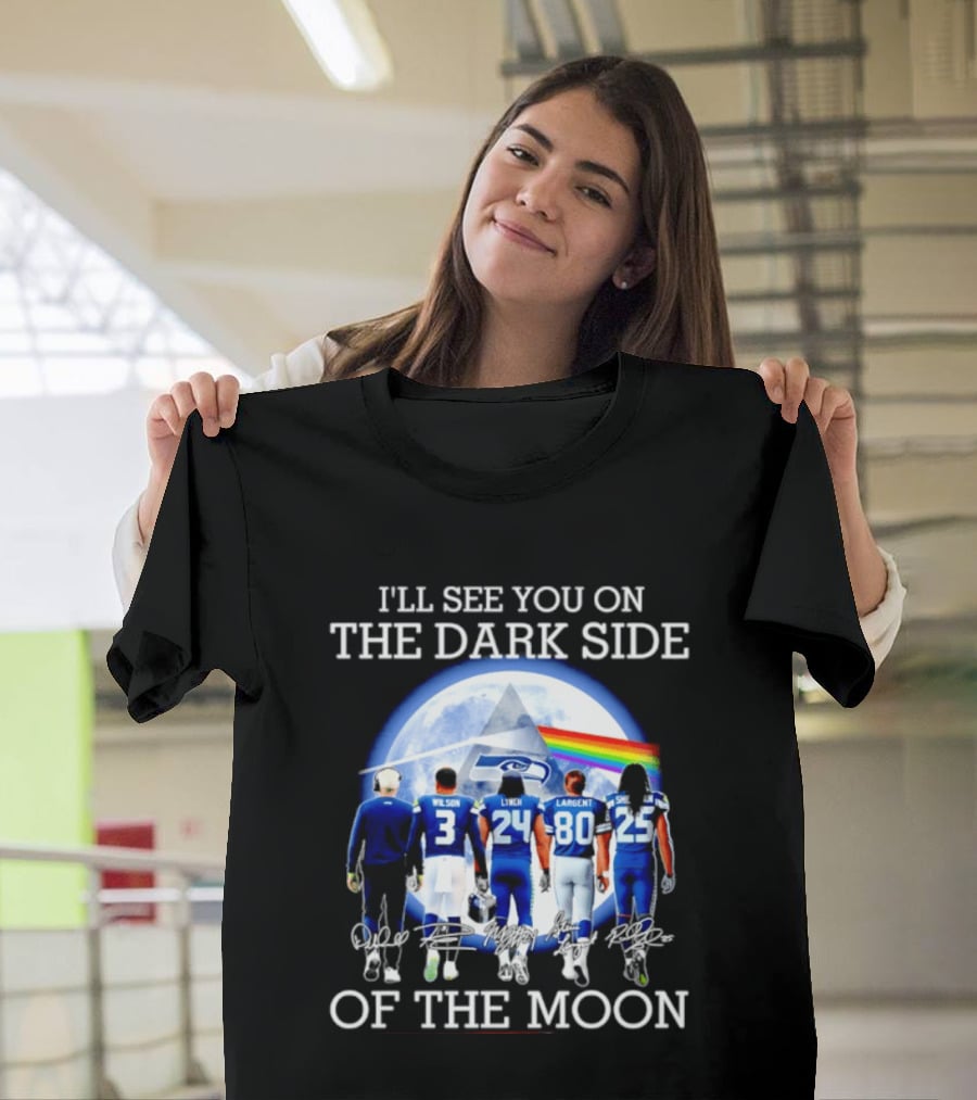 I'll See You On The Dark Side Of The Moon Seattle Seahawks Players Moon Prism T-Shirt