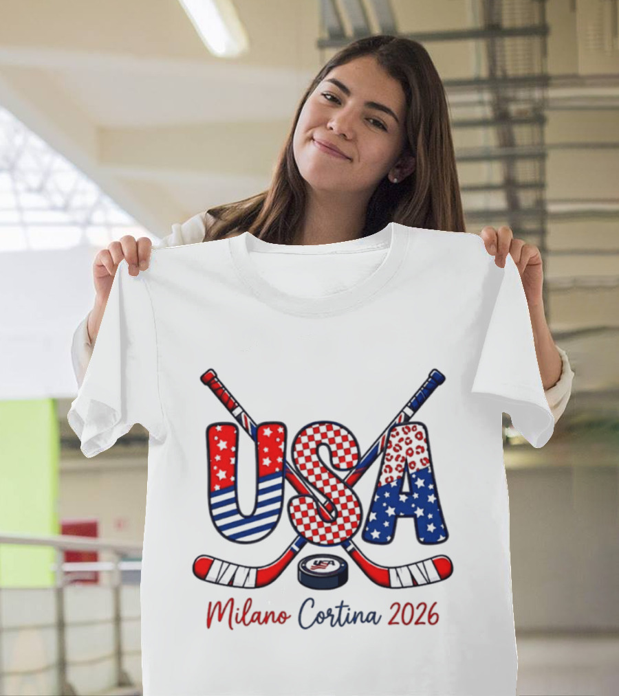 USA Hockey Milano Cortina 2026 Ice Hockey Championship Team Sports Fans T-Shirt