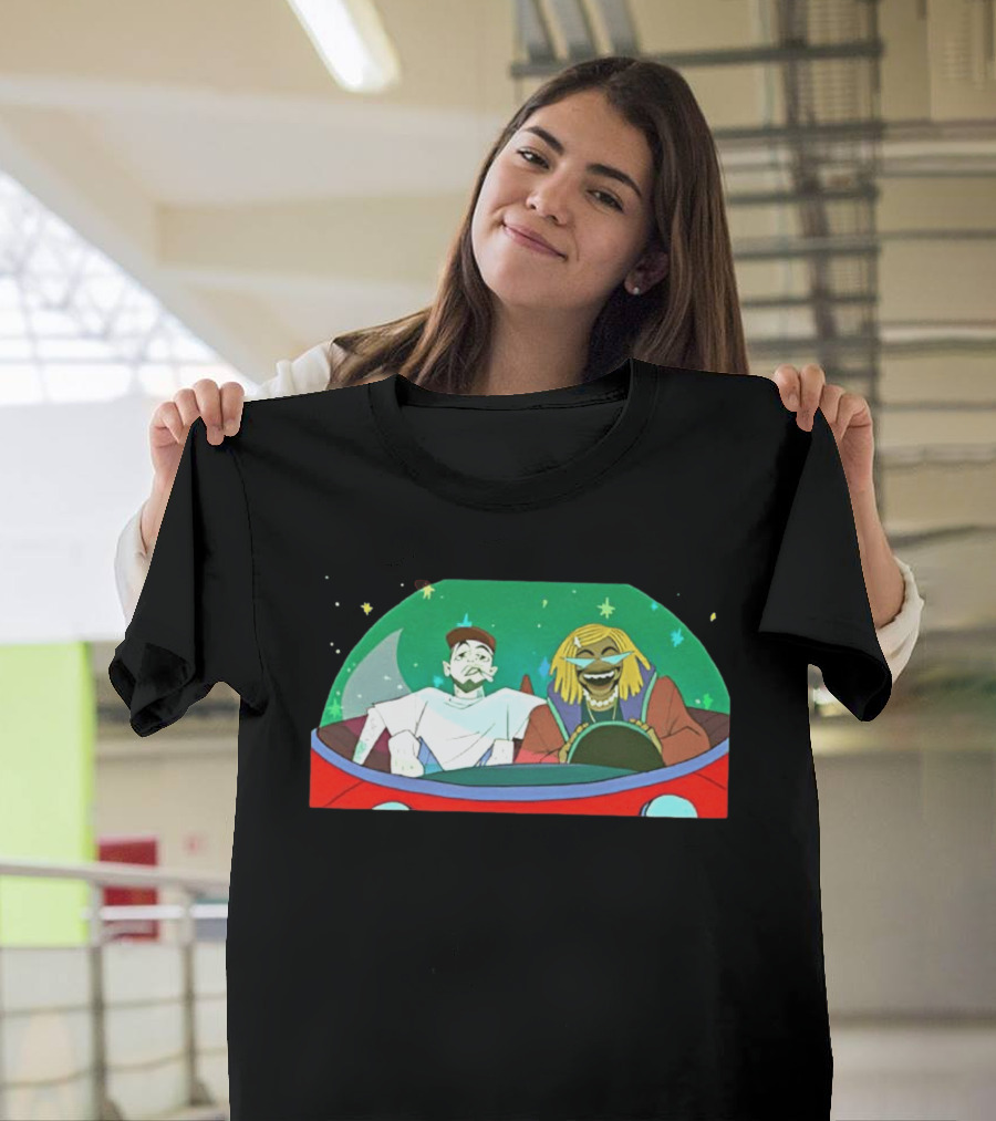 Mac Miller Thundercat She Knows Too Much Animated Illustration In Space Car T-Shirt