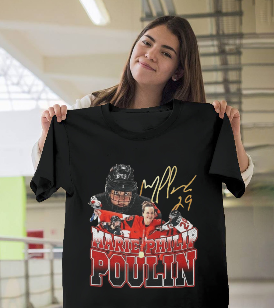 Marie Philip Poulin 29 Women's Ice Hockey Gold Medalist Signature T-Shirt