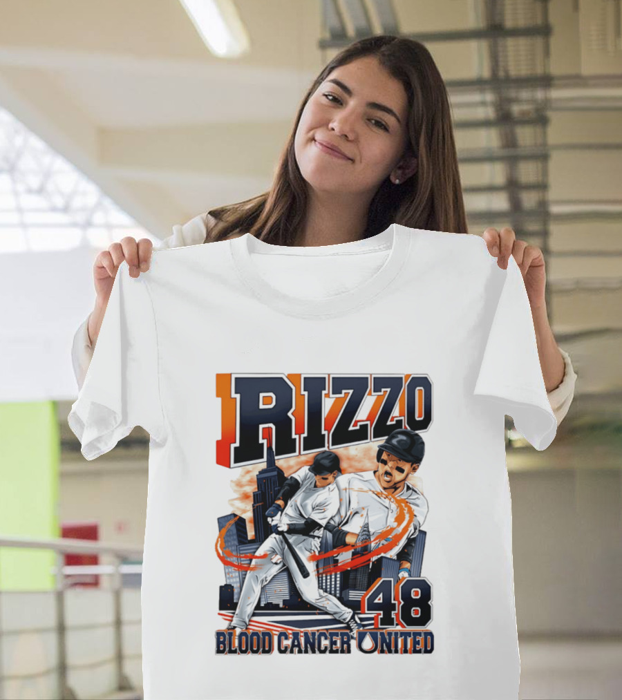 Rizzo 48 Blood Cancer United Hand Drawn Baseball T-Shirt