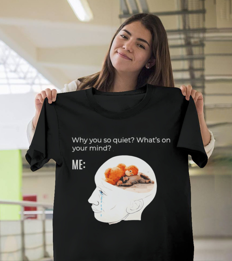 Punch Monkey Why You So Quiet What's On Your Mind Quirky Plush Toy Headspace T-Shirt