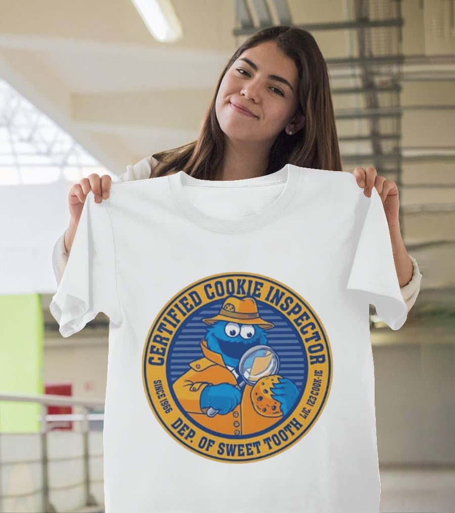 Certified Cookie Inspector Cookie Monster Since 1996 Dept Of Sweet Tooth T-Shirt