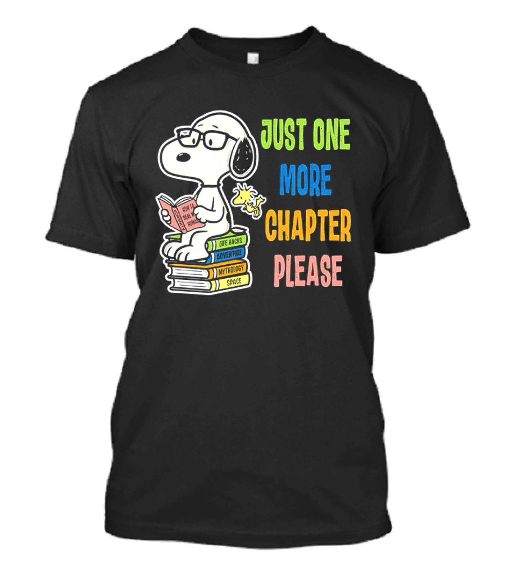 Snoopy Just One More Chapter Please Peanuts Reading Glasses Books Stack T-Shirt