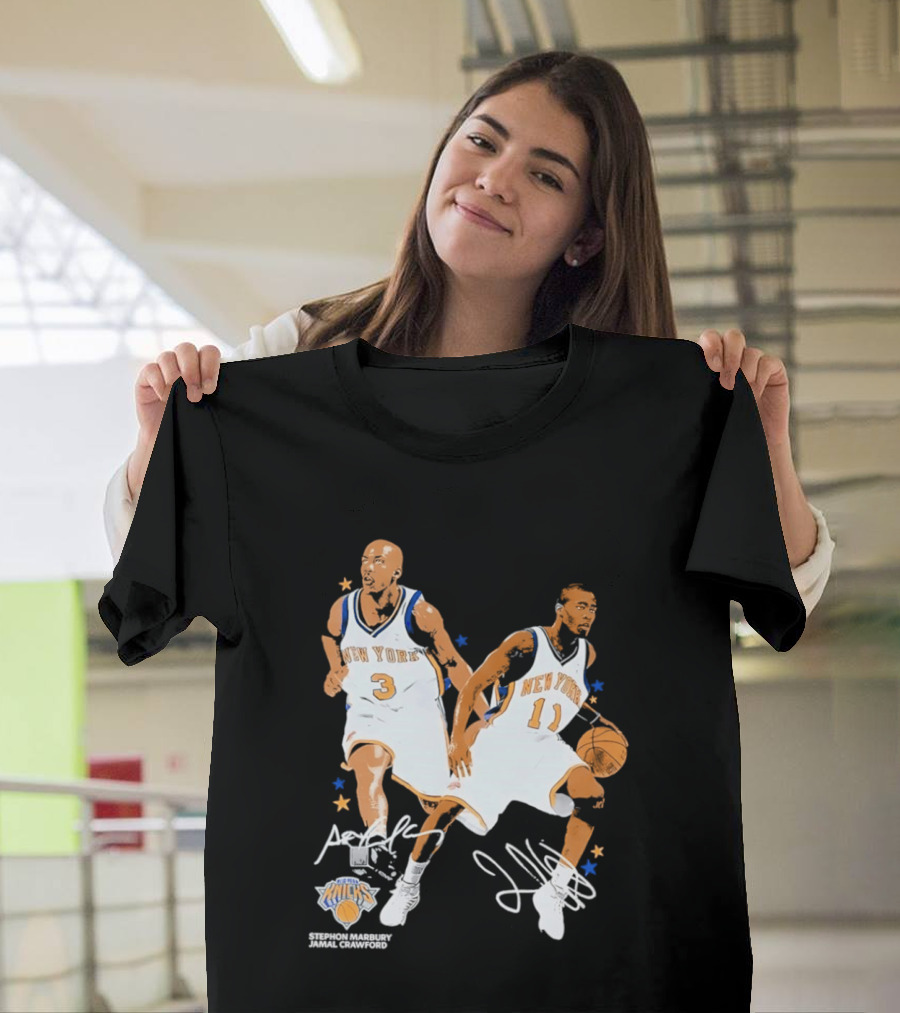 Stephon Marbury Jamal Crawford New York Knicks 3 11 Signatures T-Shirt
