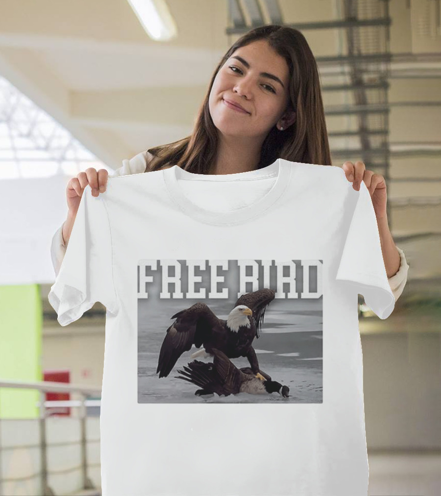 Free Bird Bald Eagle Dominance Over Canada Goose T-Shirt