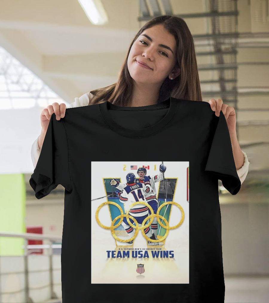 O.S. Olympic Men's Ice Hockey Team USA Wins Gold Against Canada 2 1 T-Shirt