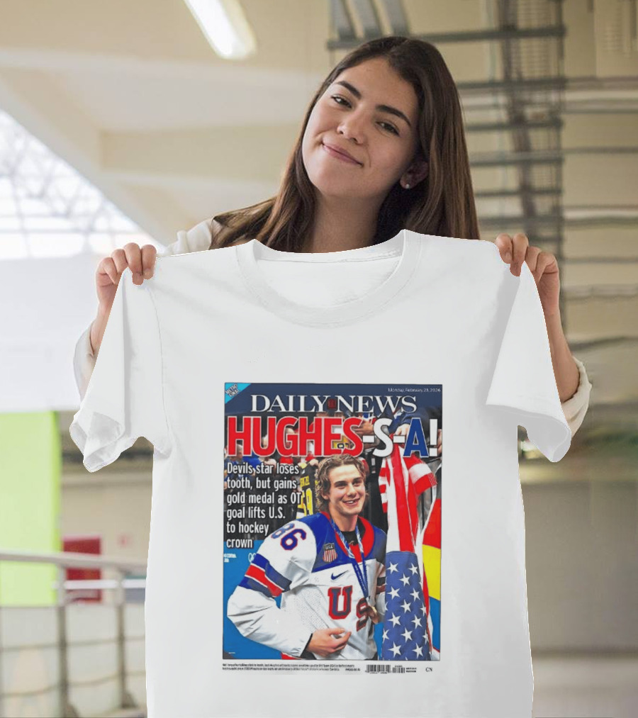 Daily News Jack Hughes S A Gold Medal US Hockey Devil Star T-Shirt