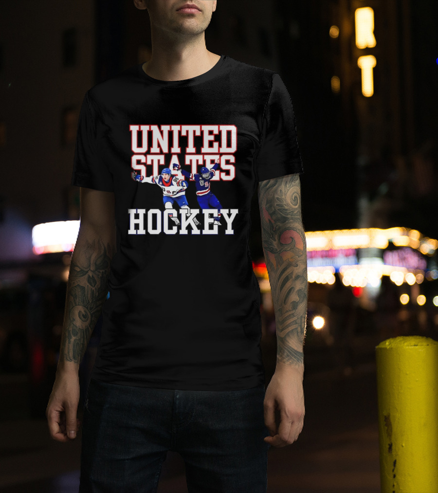 United States Hockey Players Celebration T-Shirt