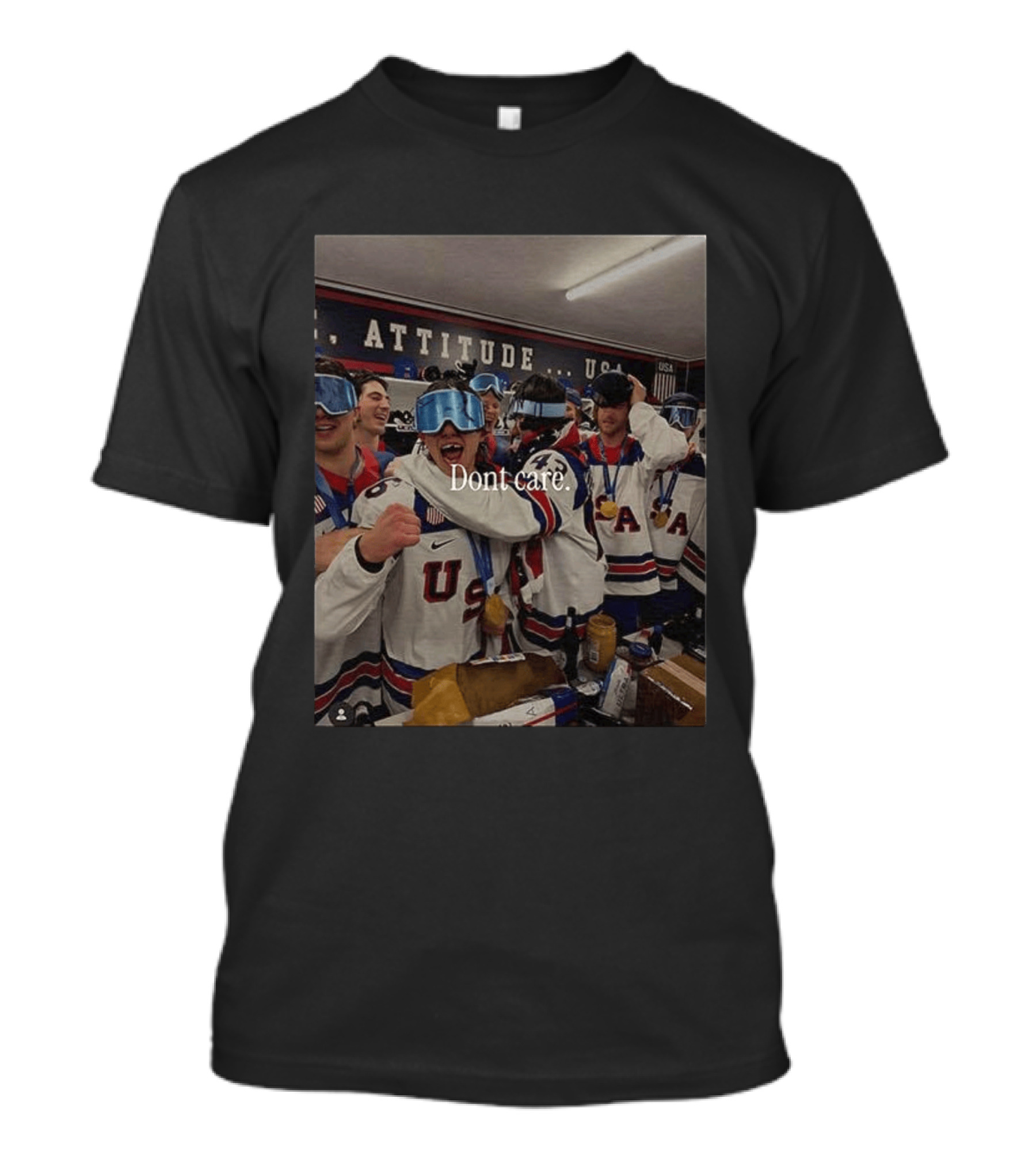 USA Hockey Attitude Dont Care Team Celebration T-Shirt