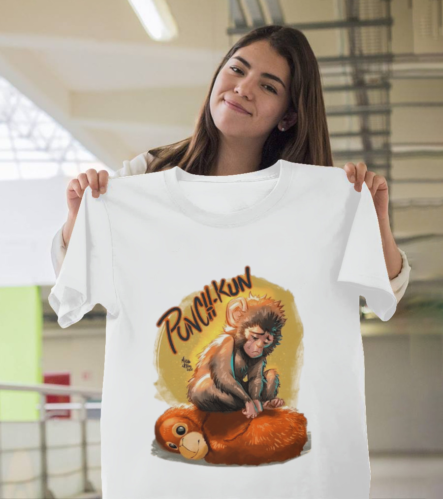 Punch Kun Sad Monkey Hugging Orange Figure T-Shirt