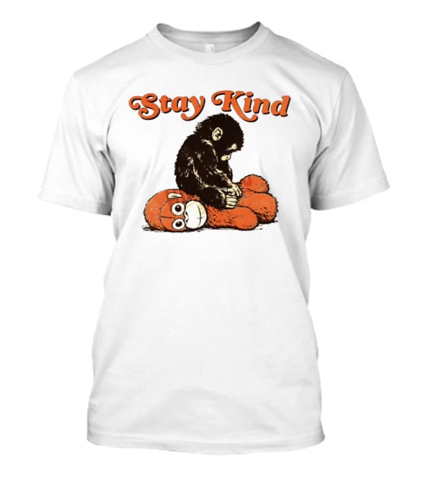 Stay Kind Punch Monkey Meme Compassionate Primate Hugging Plush T-Shirt