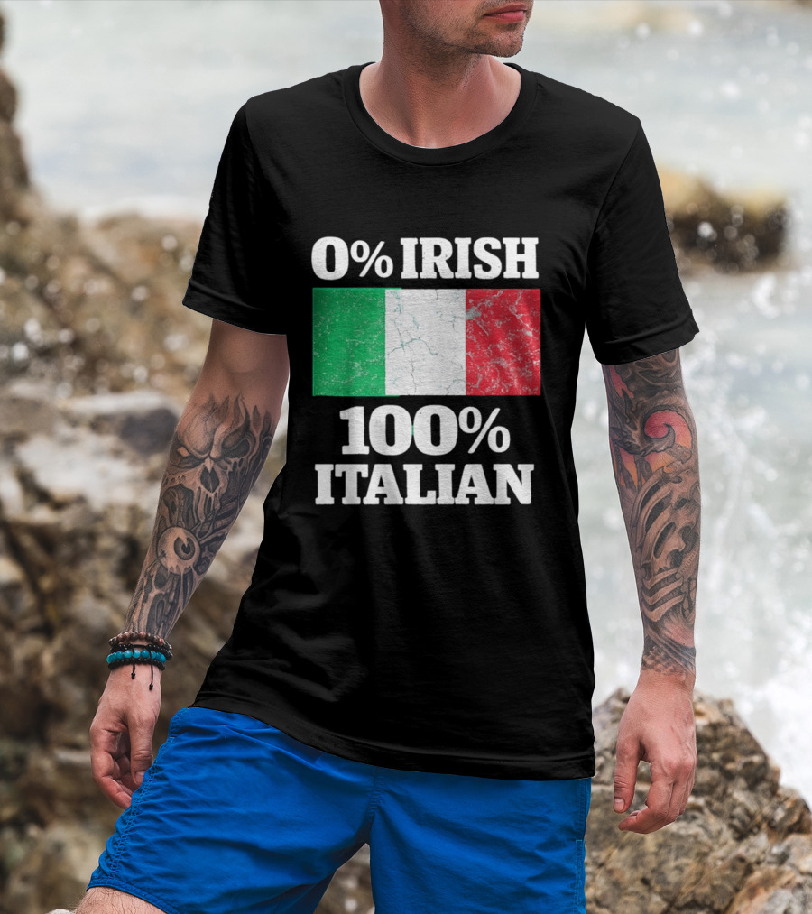 0 Irish 100 Italian Flag Heritage Pride Italy T-Shirt