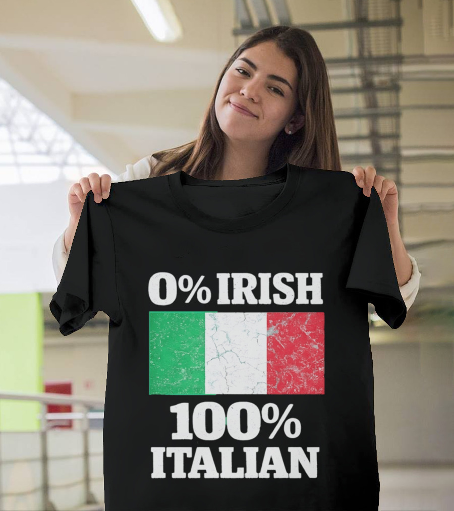 0 Irish 100 Italian Flag Heritage Pride Italy T-Shirt
