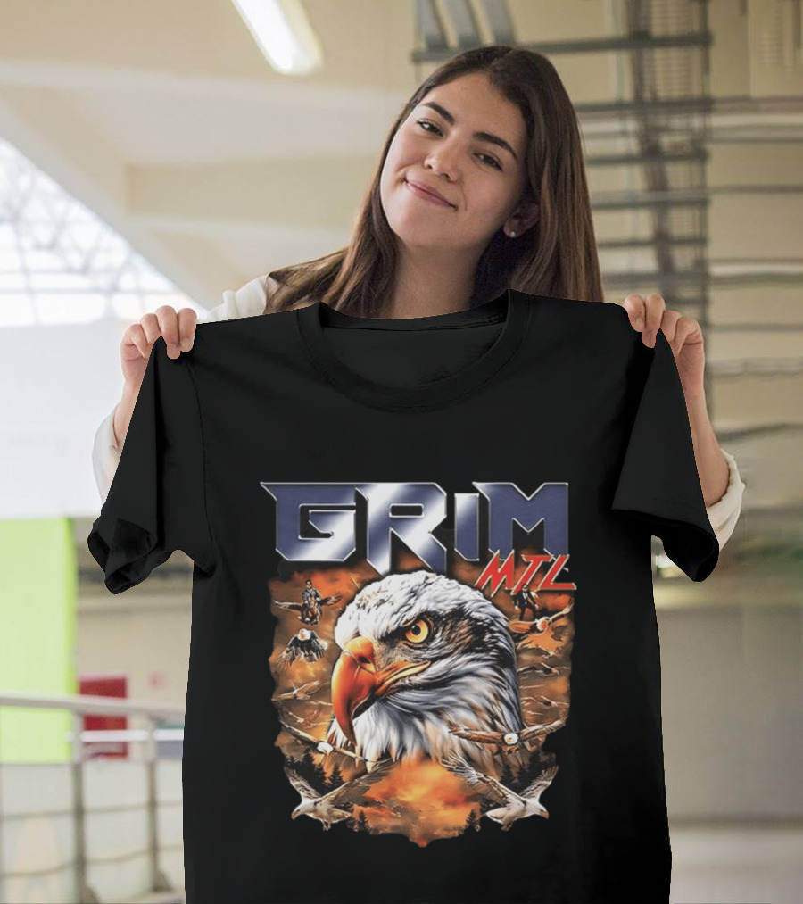 Grim MTL Bald Eagle Fierce Wildlife Scene T-Shirt