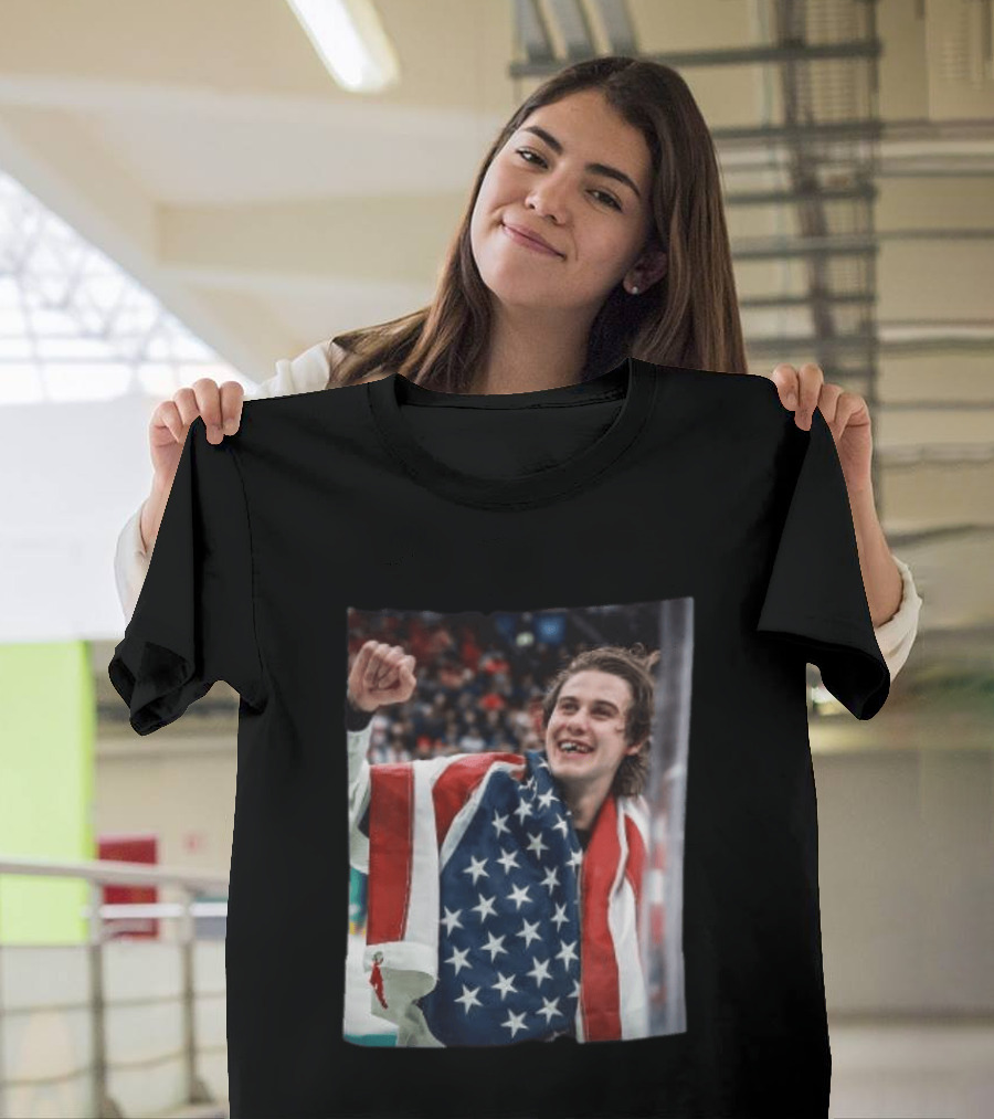 Jack Hughes USA Hockey Celebrates Gold Victory T-Shirt