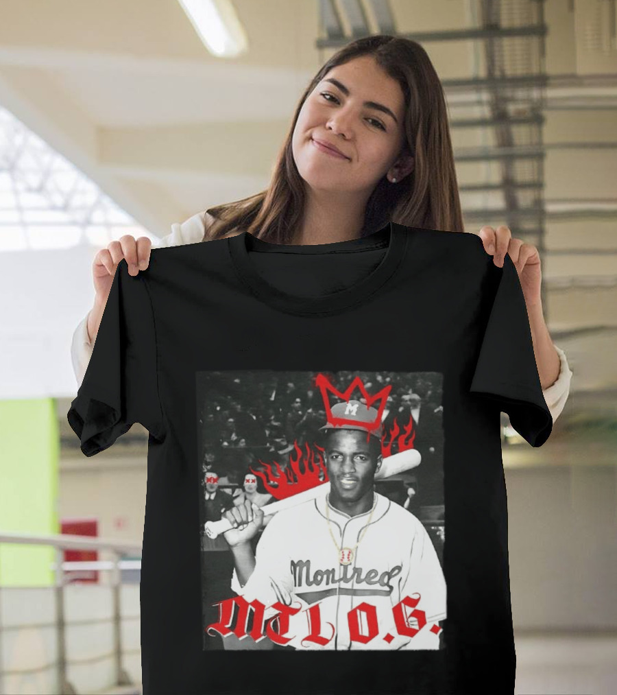 Jackie Robinson Montreal MTL O.G. Baseball Legend Icon Red Crown Flames T-Shirt