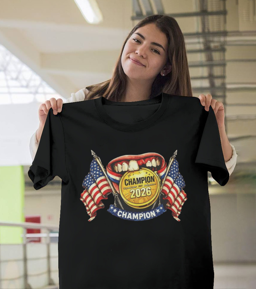 Jack Hughes Toothless Champion 2026 Gold Medal Team USA Hockey T-Shirt