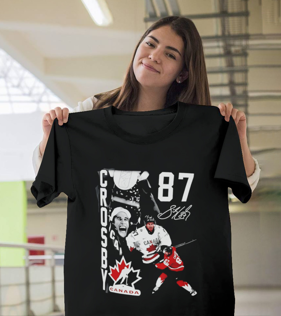 Crosby 87 Canada Hockey Maple Leaf Number Signature T-Shirt