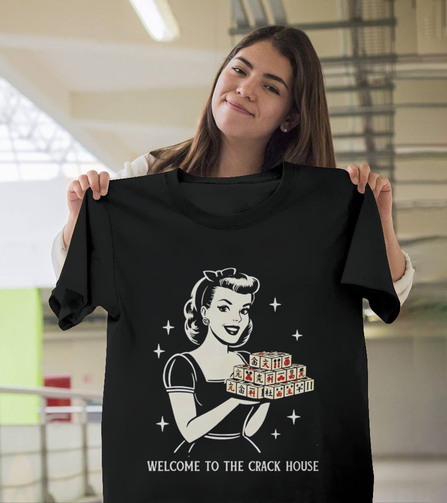 Welcome To The Crack House Retro Style Mahjong Blocks Lady T-Shirt