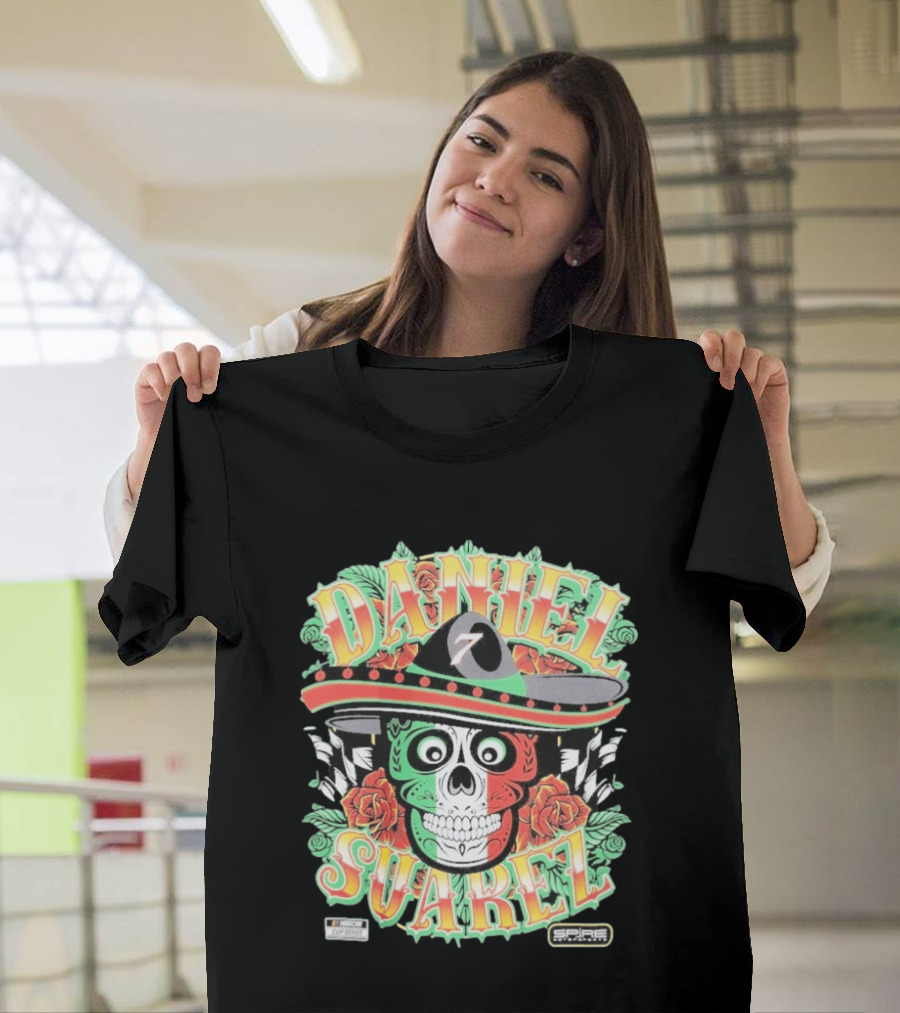 Daniel Suarez Sombrero Skull #7 Spire Motorsports NASCAR Cup Series T-Shirt