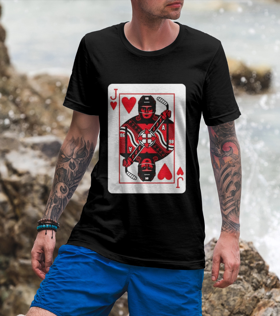 Jack Hughes Playing Card Hockey Jersey 86 Jack Of Hearts Ace T-Shirt