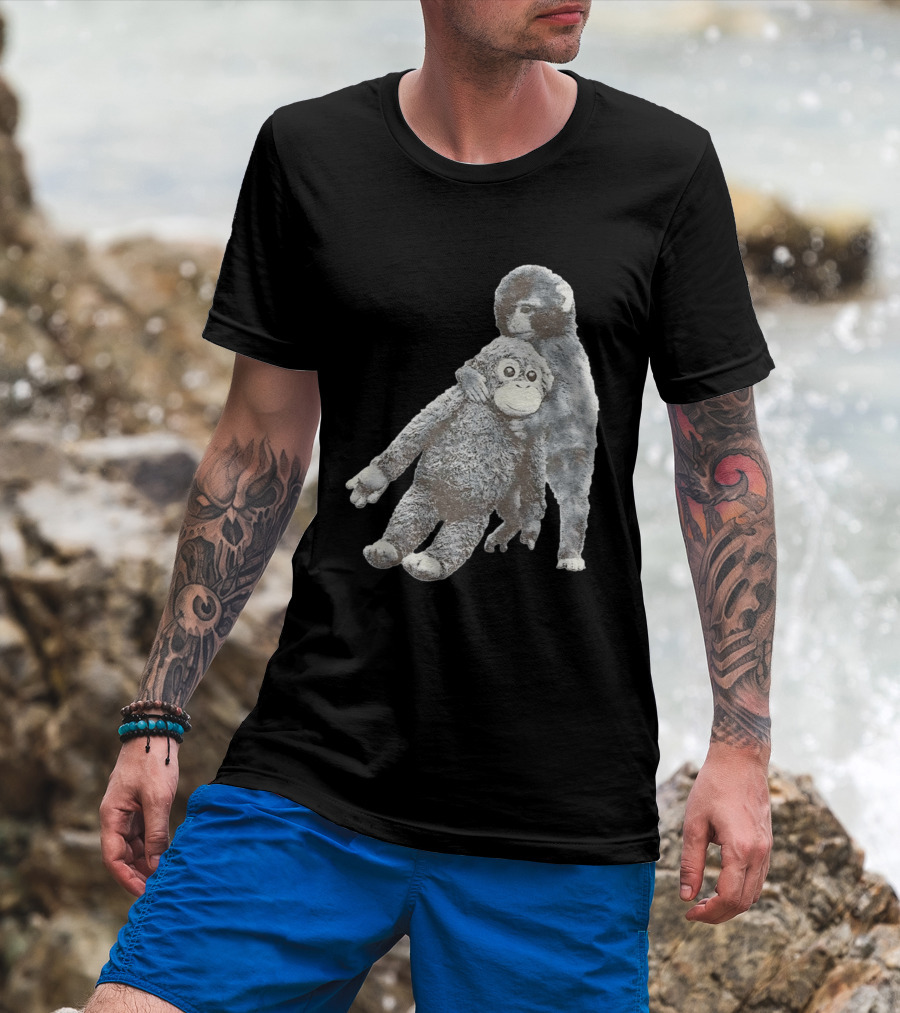 Punch Kun Monkey Plush Toy Hugging Scene T-Shirt