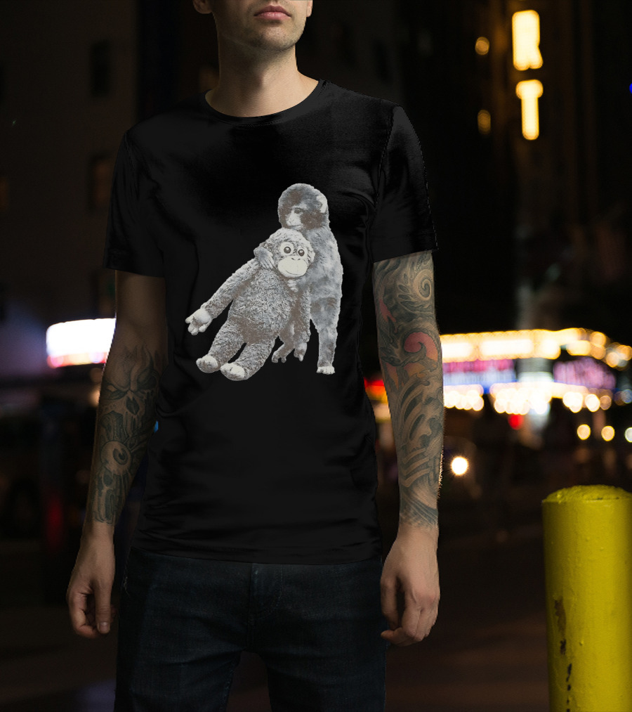 Punch Kun Monkey Plush Toy Hugging Scene T-Shirt