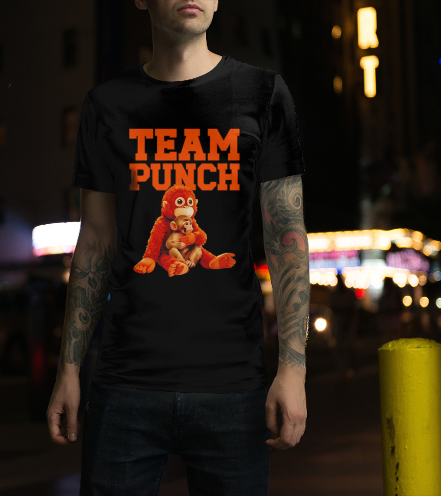 Team Punch Monkey Duo 2026 Vibrant Orange Characters T-Shirt